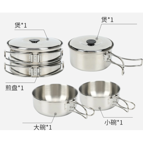 Kit de cocina para acampar de acero inoxidable para parejas